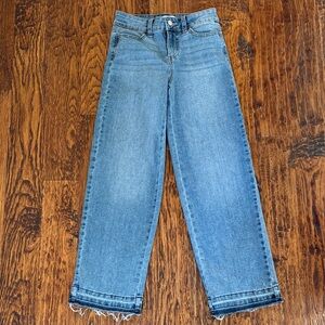 Light Blue Mid Rise Released Hem Baggy Jeans